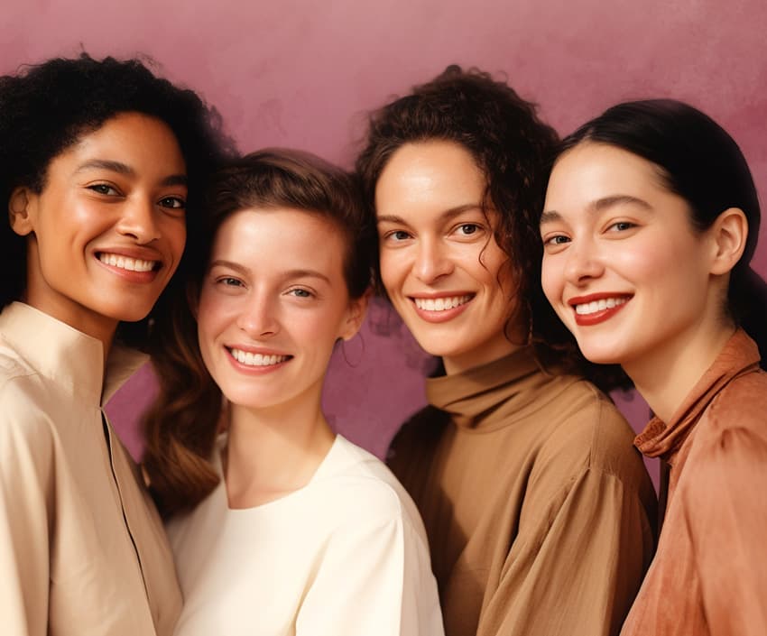 Women smiling in a group